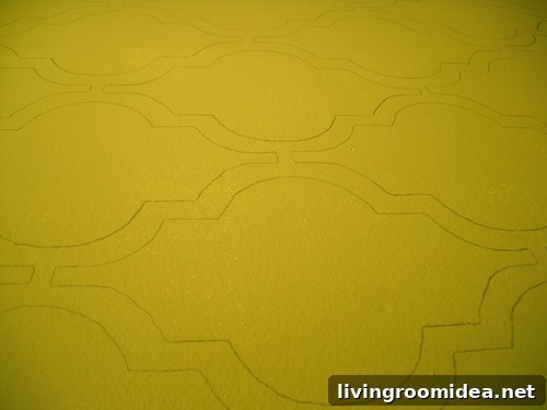 Dining nook stenciled wall