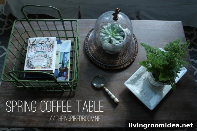 simple spring coffee table styling