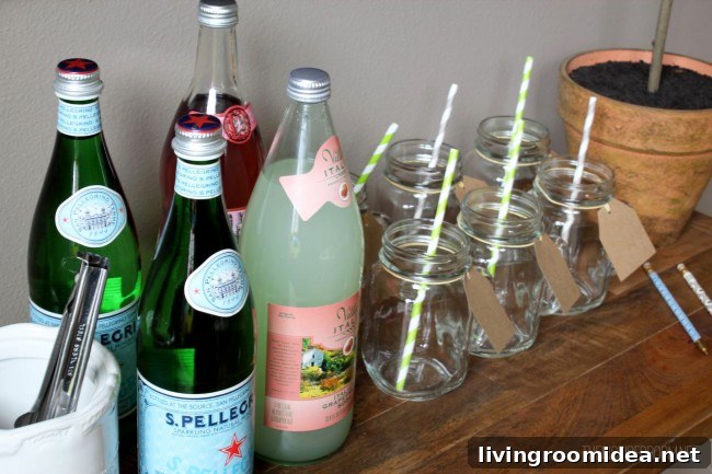 drink station with mason jars