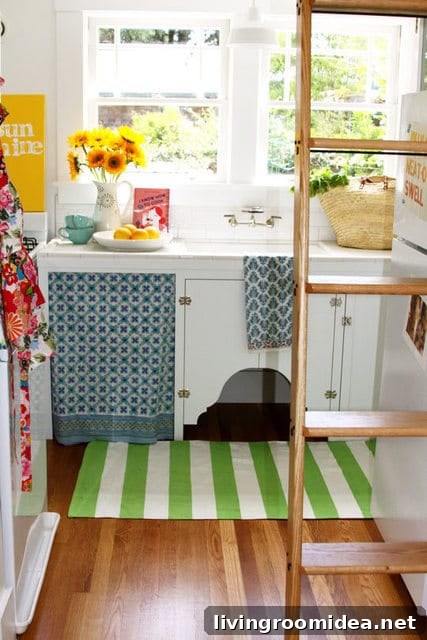 Bright colored kitchen