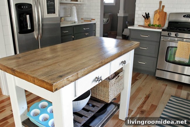 kitchen island with wood top