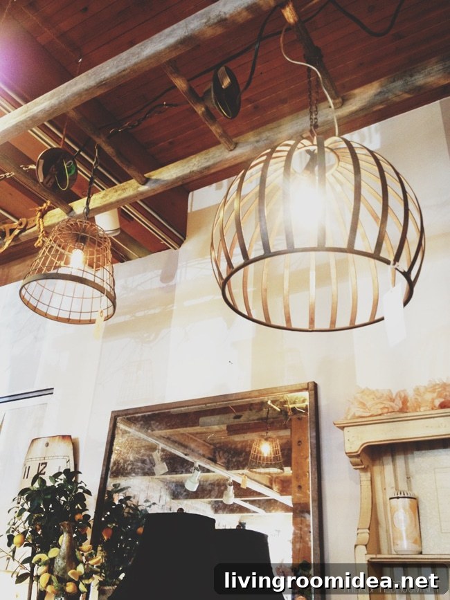 Lights hung from a ladder