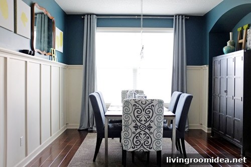 Board and Batten Dining Room with Deep Blue Walls: Stylish Ideas 3 Chandelier detail