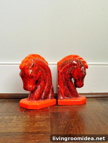 Thrifted horse head bookends