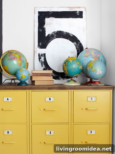 Inspire Me: Paint This Room Yellow Ideas and Tips 2 painted furniture yellow file cabinets