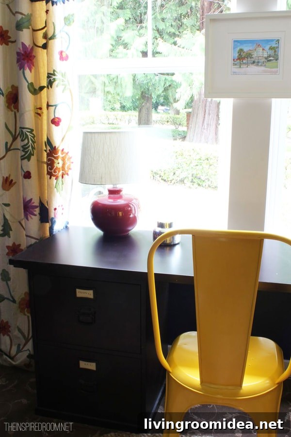 Creating My Own Personal Space: Design Tips for Small Rooms 3 home office with yellow tolix chair