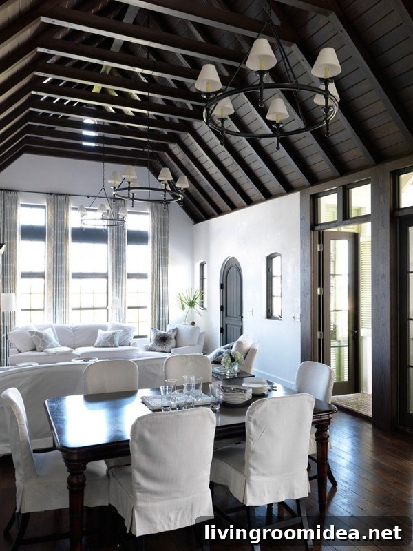 white living room wood beamed ceiling mohon-imber architects