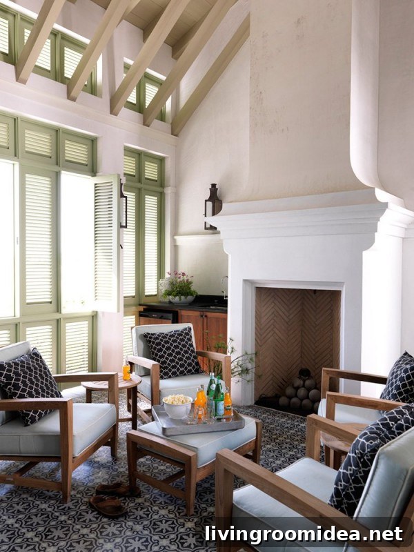 Seaside House: Coastal Living Guide and Design Inspiration 4 coastal style family room green shutters mohon-imber architects