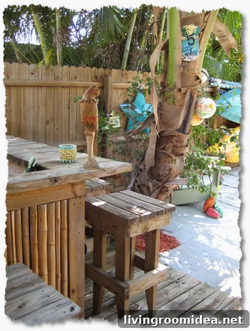 Tropical backyard scene