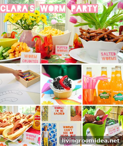 Worm-Themed Birthday Party Ideas and Decorations 2 Sunroom decorated for a birthday party