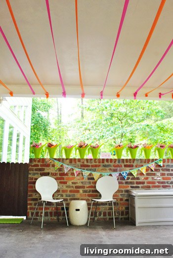 Worm-Themed Birthday Party Ideas and Decorations 12 Carport streamers and decorations
