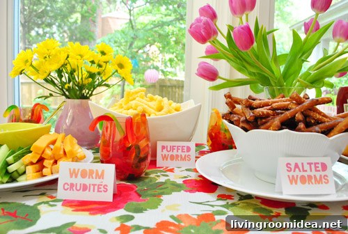 Worm-Themed Birthday Party Ideas and Decorations 8 Gummy worms in cups