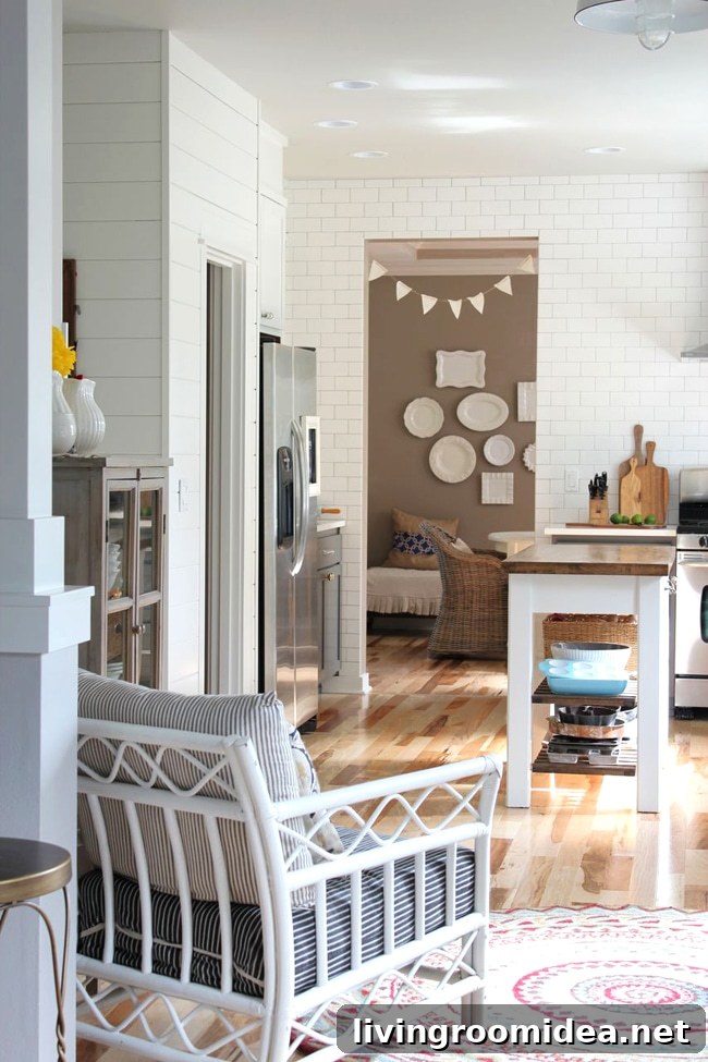 kitchen makeover with subway tile wall, plank wall and stainless steel appliances