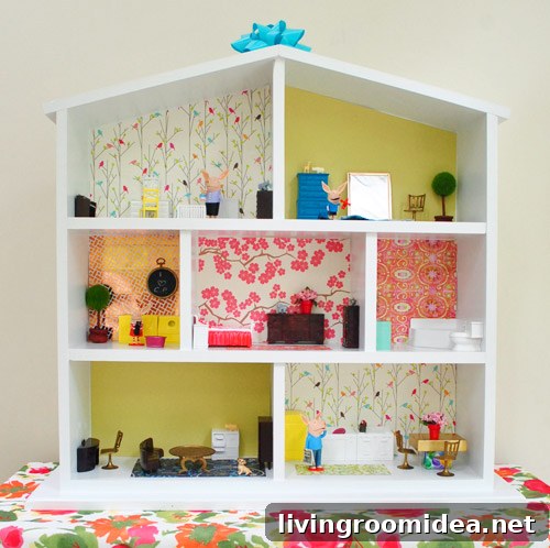 Creative Dollhouse Decorating Ideas for Charming Miniature Rooms 12 Furnished Simple DIY Wooden Dollhouse For Birthday Present With Bow