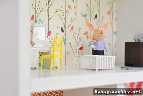 Creative Dollhouse Decorating Ideas for Charming Miniature Rooms 14 Close Up Of Pig Dolls In Nursery Room In DIY Dollhouse Build