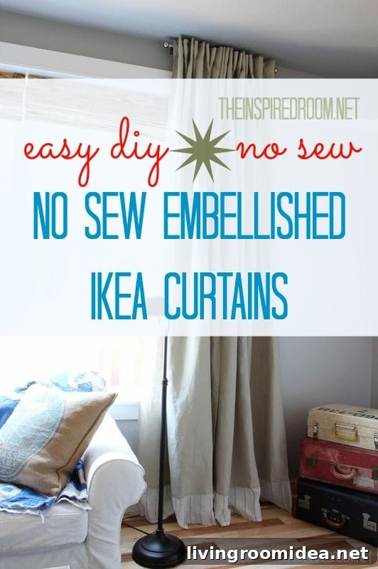 DIY Embellished No Sew Curtains