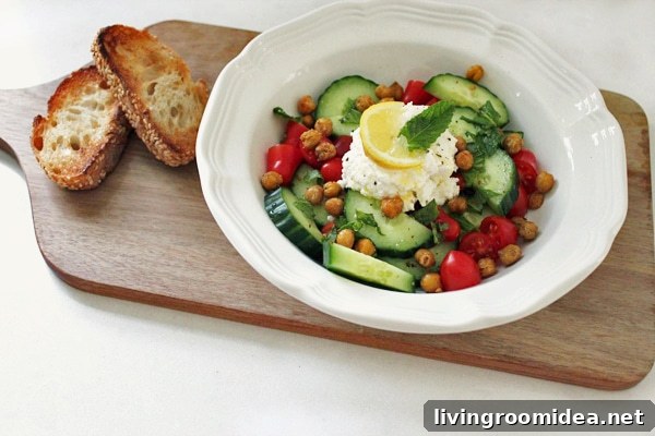 Summer Salad with Crispy Roasted Chickpeas and Lemon Vinaigrette 2 delicious summer salad recipe with roasted chickpeas