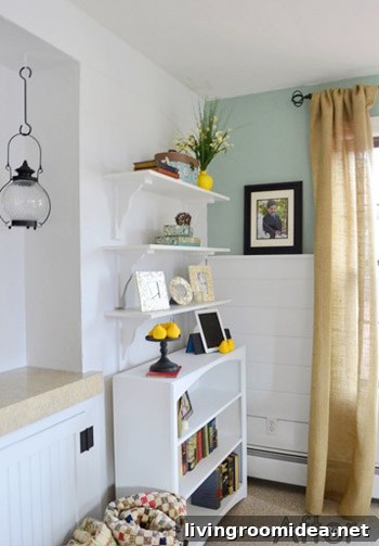 Painted planks and shelf