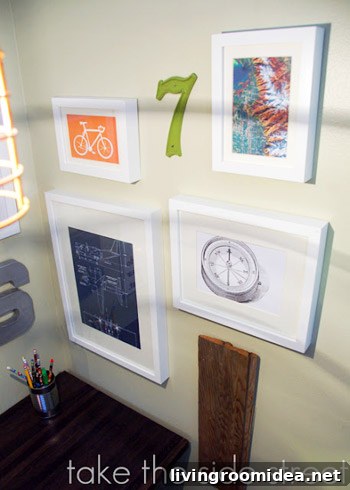 Blue Boy’s Nursery Makeover: Stylish Bunk Bed Ideas for Small Rooms 8 Gallery-style art above desk
