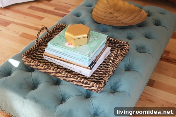 velvet tufted ottoman