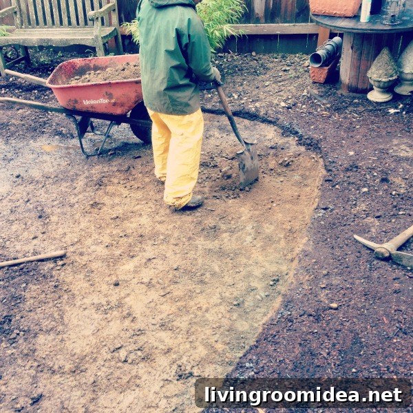 digging out for pea gravel patio