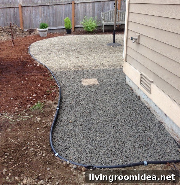 pea gravel pathway