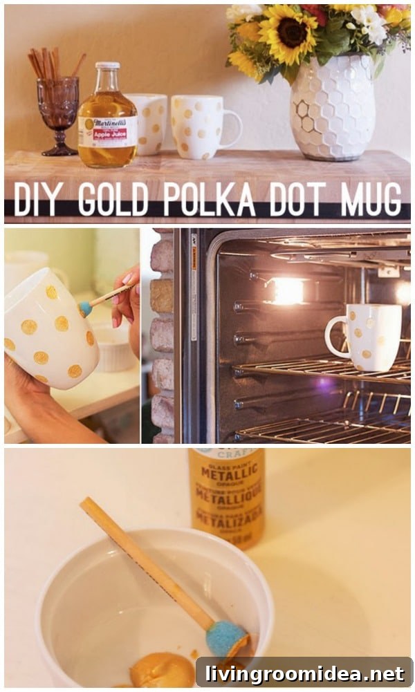 DIY Gold Polka Dot Mugs + Homemade Apple Cider Recipe 11 how to paint a mug with gold polka dots