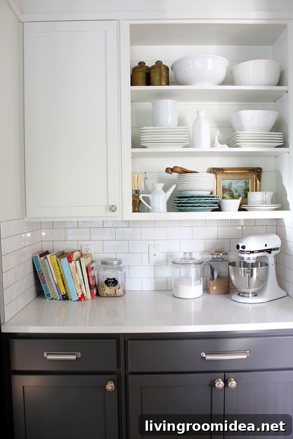 Fall Kitchen Shelving Ideas for Cozy Seasonal Styling 3 open shelves for dishes
