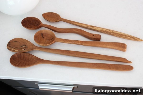 Beautify Everyday Cooking with Handcrafted Wooden Spoons 4 wooden spoons to add texture to a kitchen