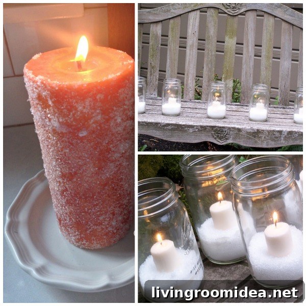Make a Sparkling Snow Candle: DIY Glitter Candle Tutorial 3 DIY Glittery Snow Projects