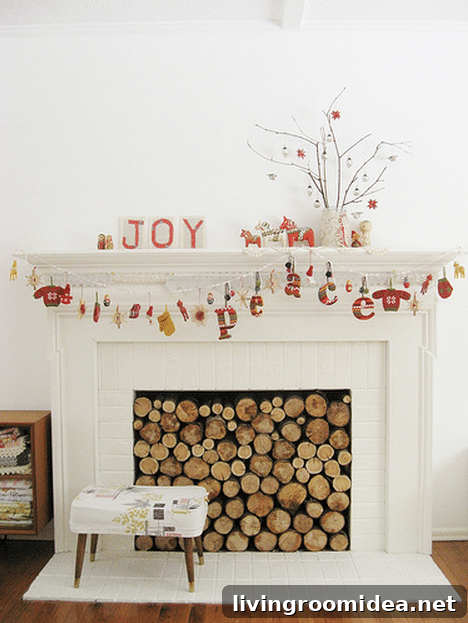 Whimsical Christmas Mantel via Dottie Angel