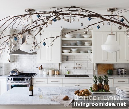 christmas branch with ornaments