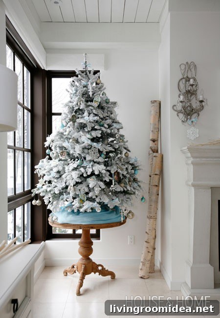 Flocked white christmas tree