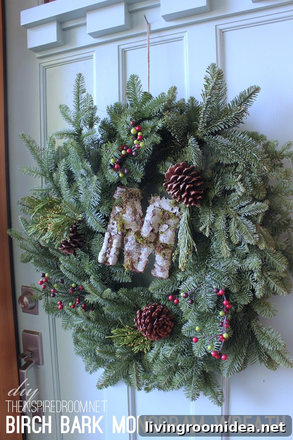 DIY Custom Birch Bark Monogram Wreath