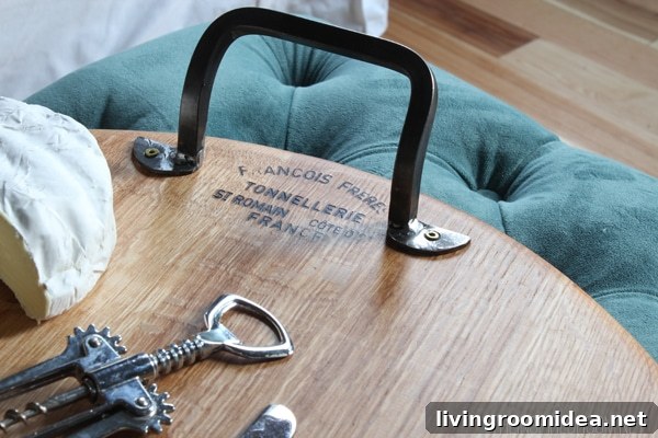 beautiful serving platter on ottoman