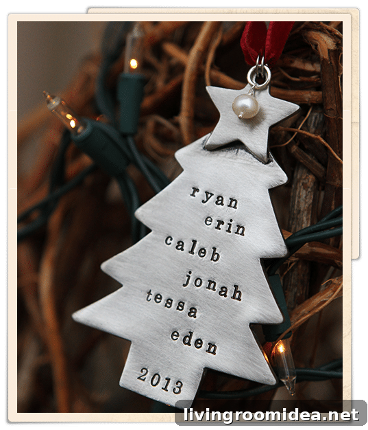family christmas tree ornament from the vintage pearl