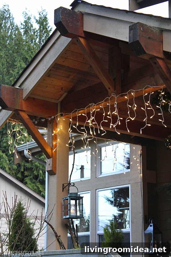 Christmas Decorating Icicle Lights Front Porch The Inspired Room