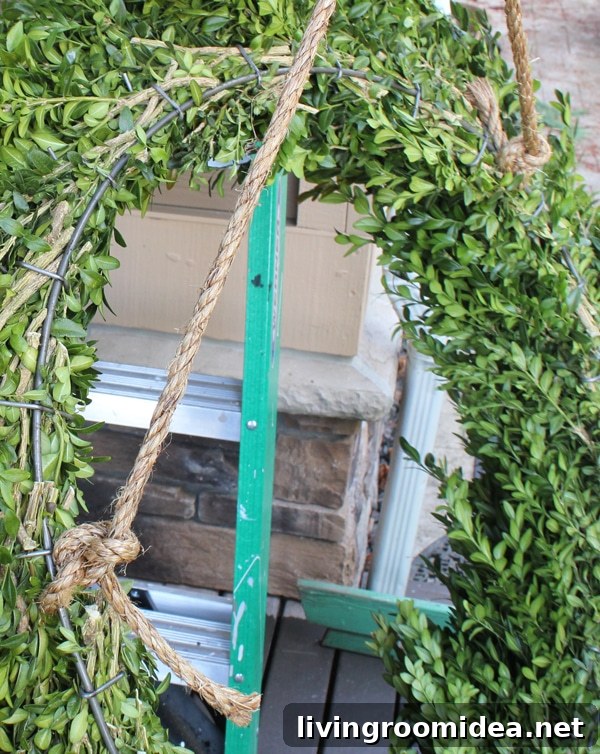 diy boxwood wreath ropes