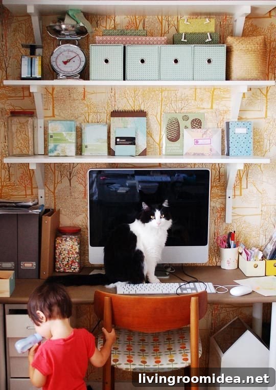 Organized Office and Craft Space within a Closet