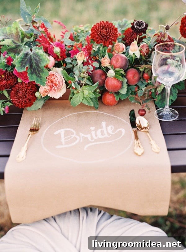 Kraft paper wedding tablescape. Photography: Green Apple Photography - greenapplephotographyonline.com Floral Design: Honey of a Thousand Flowers - sarahwinward.com