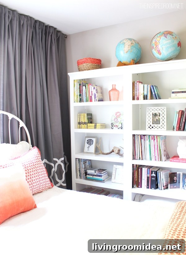 three bookcases in bedroom for library bookshelves