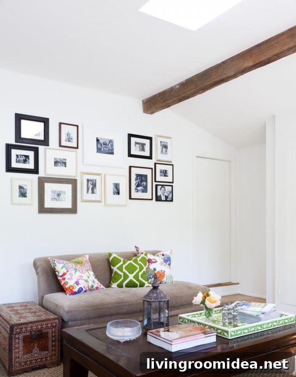 Neutral room with green accents
