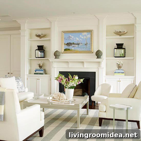Fireplace Renovation Plans and Recent Home Updates 8 Fireplace built ins and striped rug