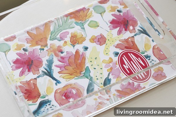 Watercolor Monogram Tray