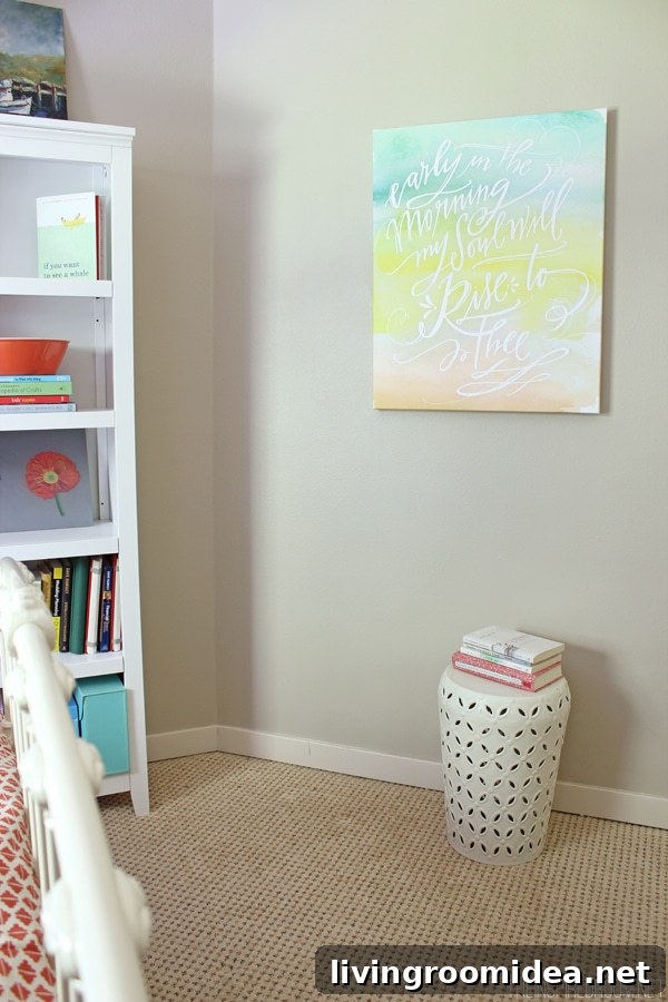 Inspired Room Decor: Lindsay Letters’ Hand-Lettered Art Collection 4 Lindsay Letters Watercolor Canvas in the Guest Room