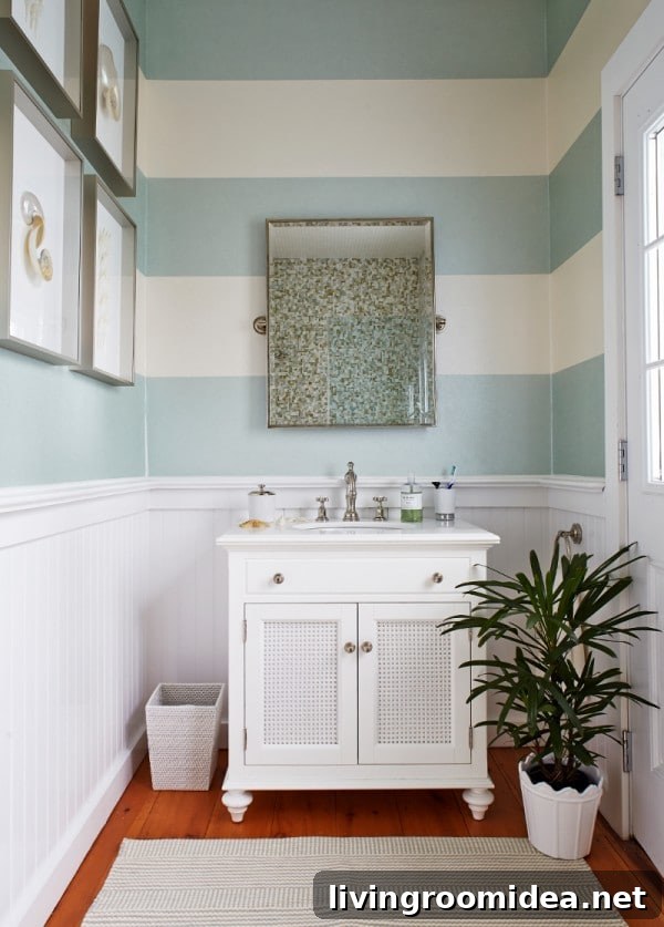 Small-Space Living Ideas: Smart Solutions for Tiny Homes 3 Horizontal Stripes in the Bathroom
