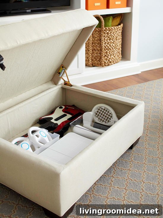 Small-Space Living Ideas: Smart Solutions for Tiny Homes 6 Storage Ottoman for a Small Space