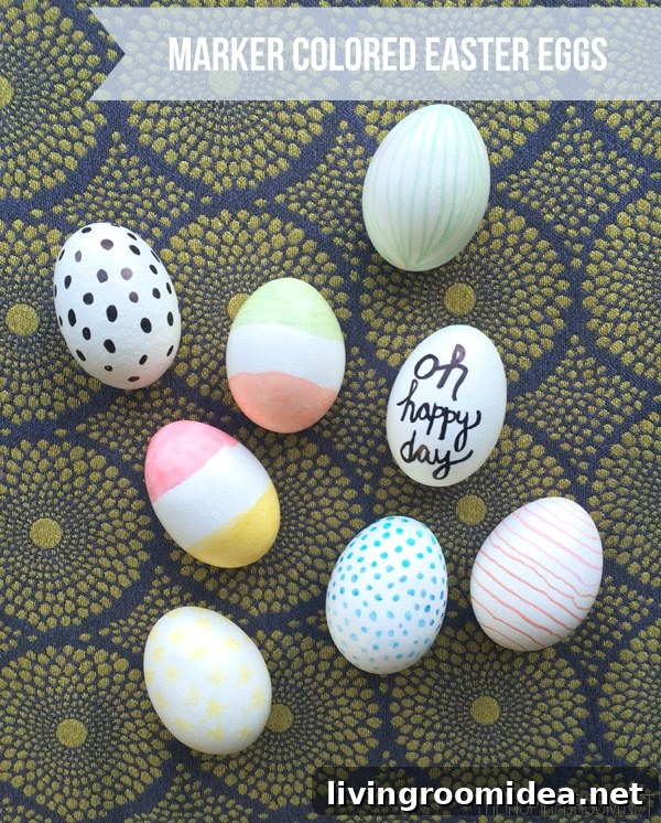 Easy No-Dye Marker Colored Easter Eggs