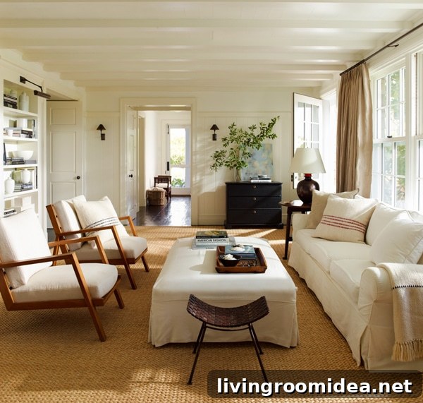 If I Lived in a Hamptons Beach House: A Coastal Dream Home Tour 7 Neutral Living Room by Sawyer Berson Architects