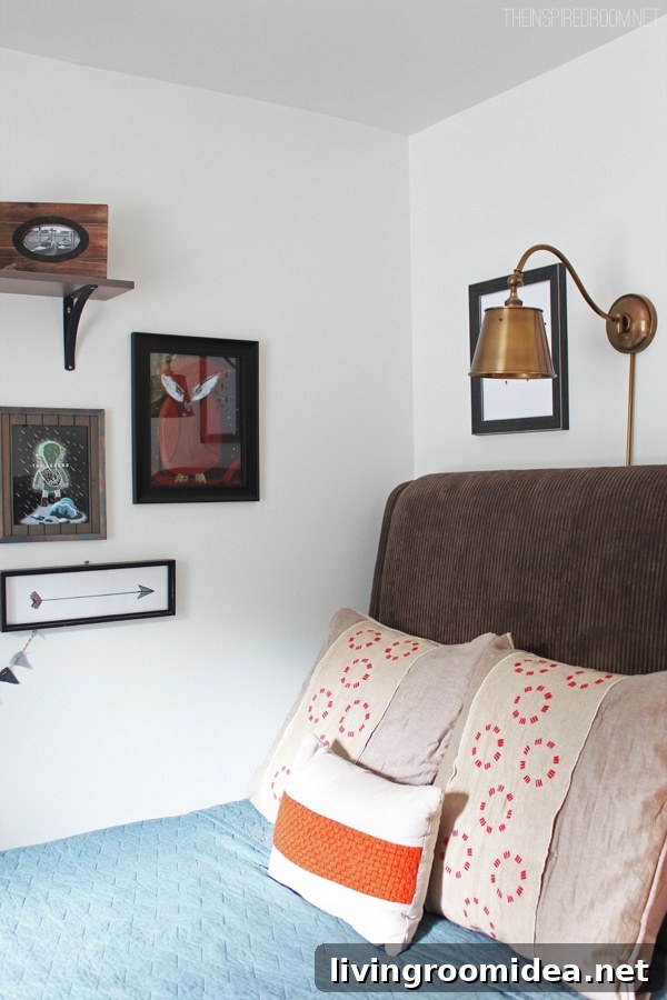 Brass Reading Lamp in Teen Boy's Room